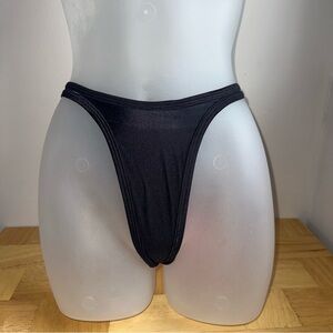 Womens vintage 90s dead stock super high cut basic black bikini bottoms Sz S NWT